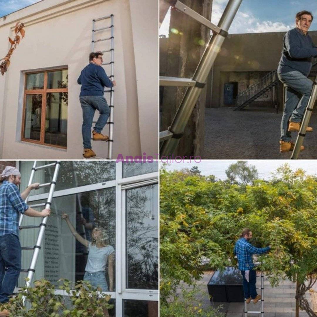 Scara telescopica aluminiu, 9 trepte, 2.6 metri, maxim 150 kg