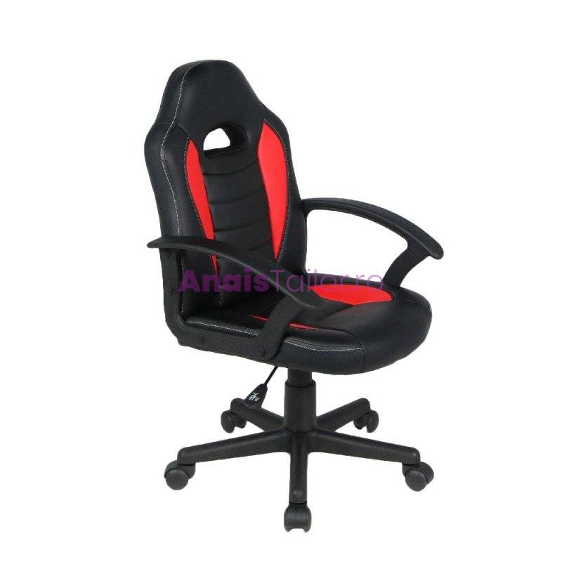  Scaun gaming / birou, rotativ, 54 x 59 x 90-102 cm, negru+rosu