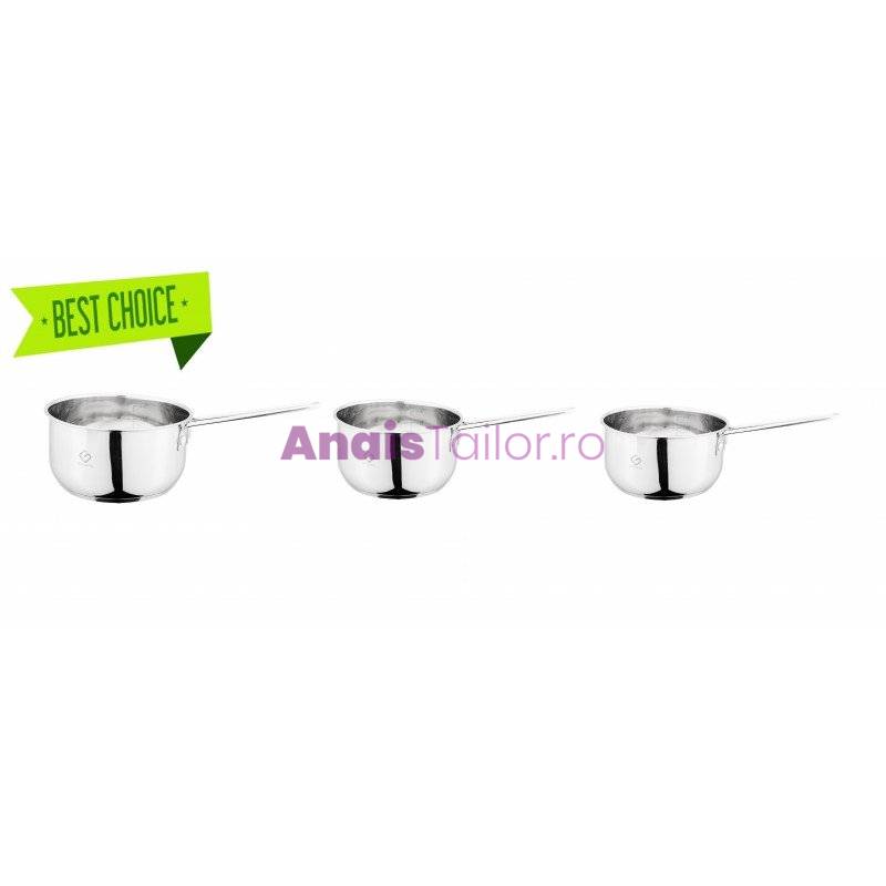 Set 3 cratite din inox, compatibile cu plita cu inductie, 14/16/18 cm,1/1.50/2 l, Grunberg 