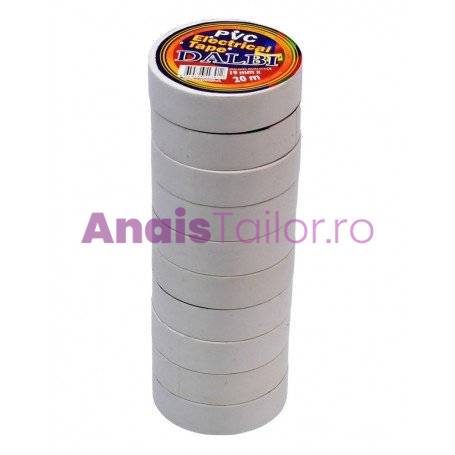 Set/10buc, Banda Izolier Alba 19mm x 20m 