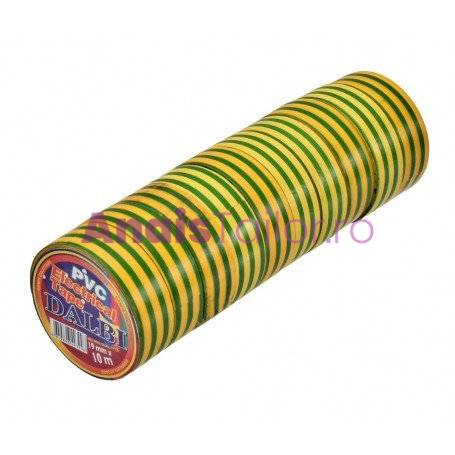 Set/10buc, Banda Izolier Galben-Verde 19mm x 10m 
