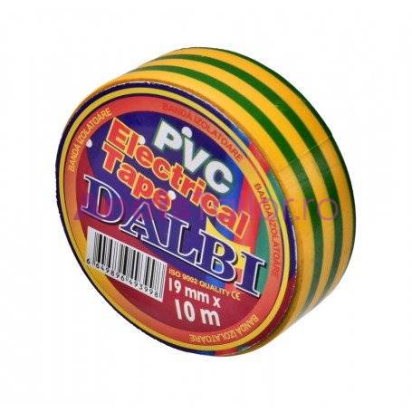 Set/10buc, Banda Izolier Galben-Verde 19mm x 10m 