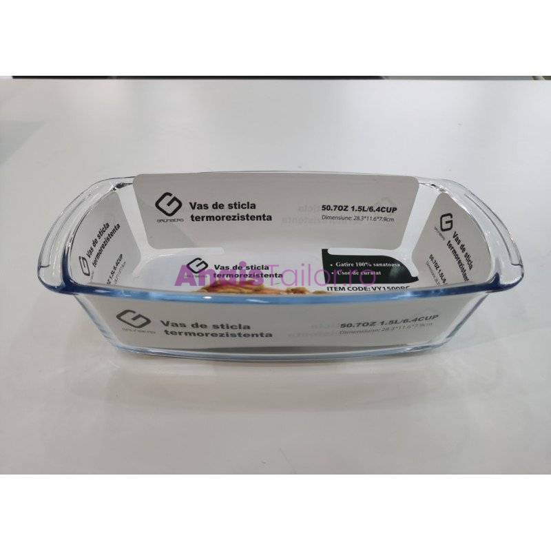 Vas din sticla borosilicata, dreptunghiular, 2.00 l, Grunberg