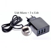 INCARCATOR telefon / tableta FAST - 5,1A/MICRO USB+3XUSB